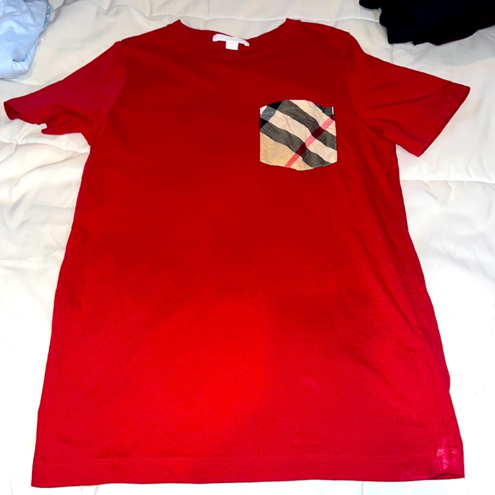EUC Burberry kids red pocket tshirt